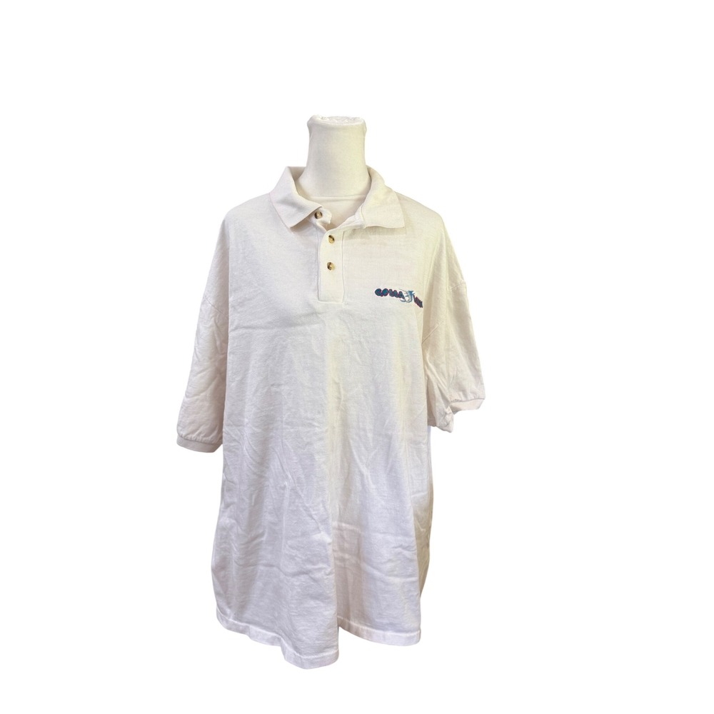 Cotton Deluxe‎ Mens XL White Gotta Wanna Marlin Embroidered Polo Shirt Vintage